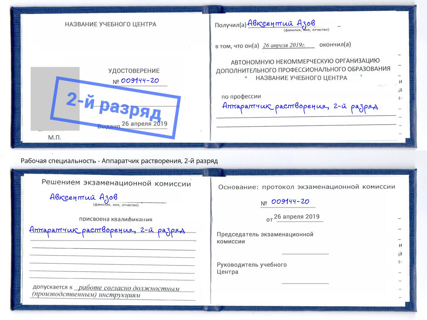корочка 2-й разряд Аппаратчик растворения Магнитогорск