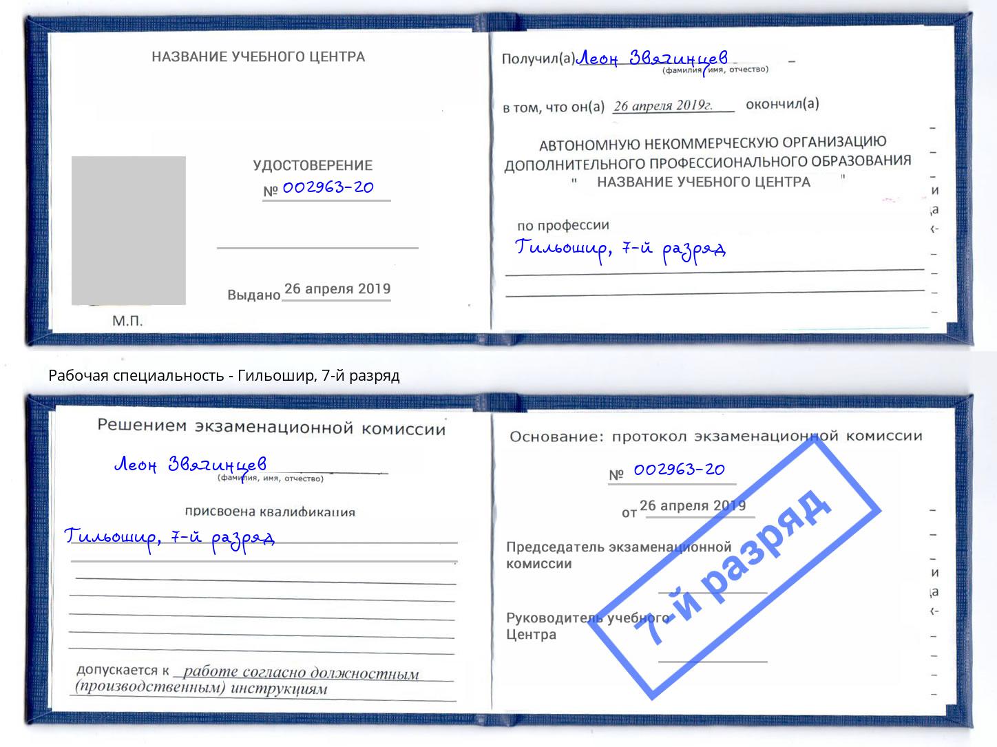 корочка 7-й разряд Гильошир Магнитогорск