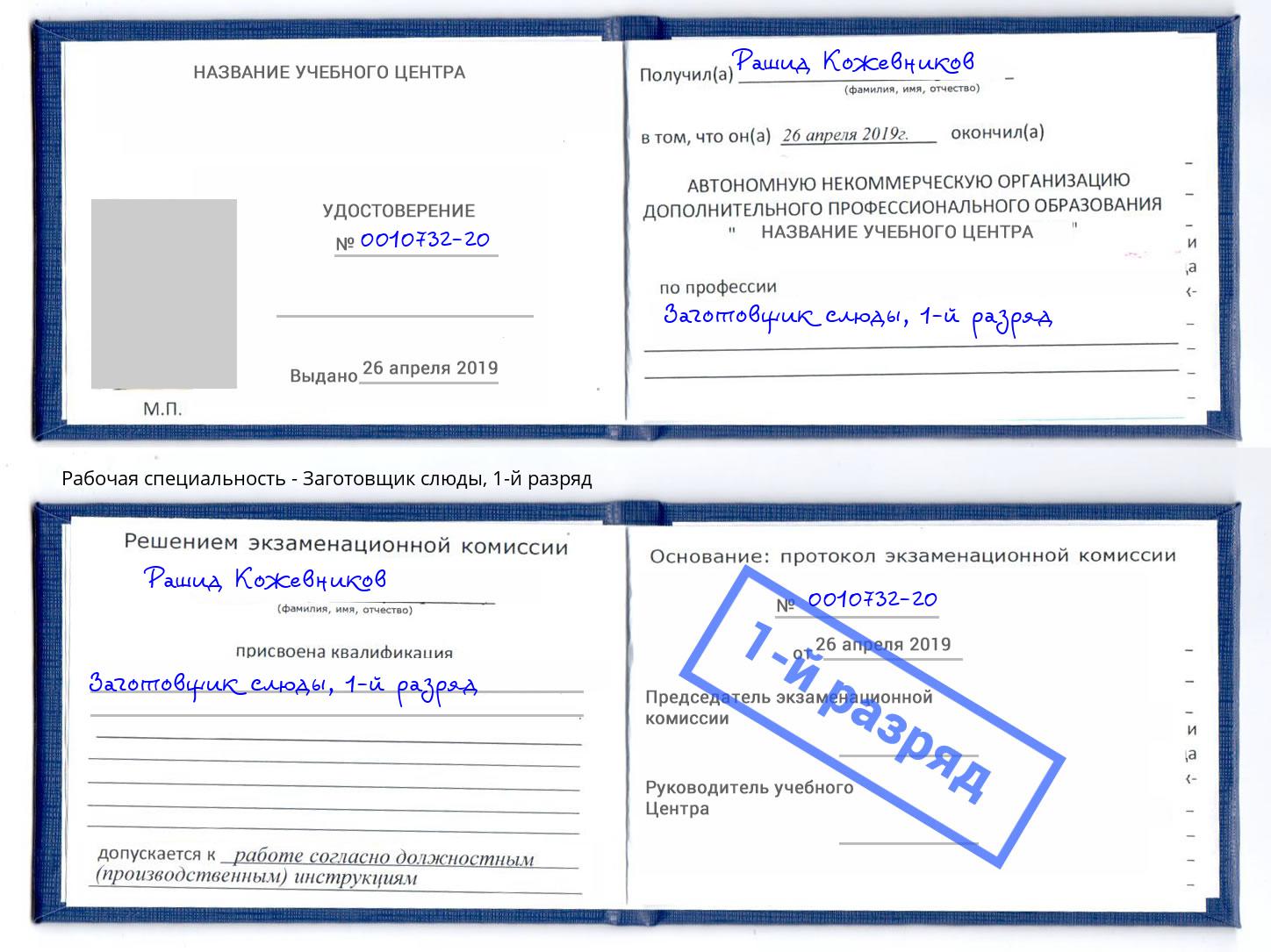корочка 1-й разряд Заготовщик слюды Магнитогорск