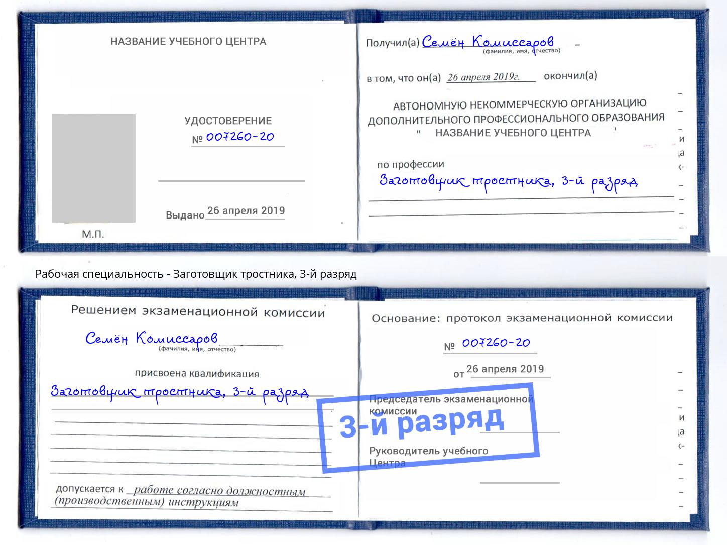 корочка 3-й разряд Заготовщик тростника Магнитогорск